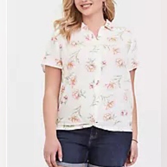 TORRID Floral Button Twist Knot Blouse 1X - Picture 1 of 7